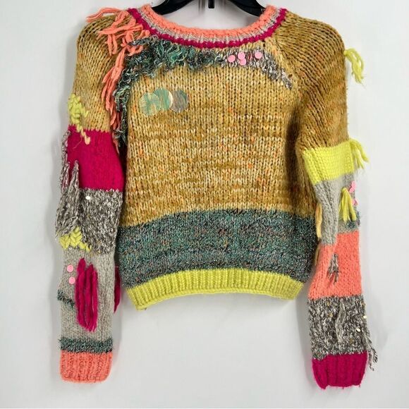 Anthropologie Fringed Colorblock Sweater - Picture 4 of 6